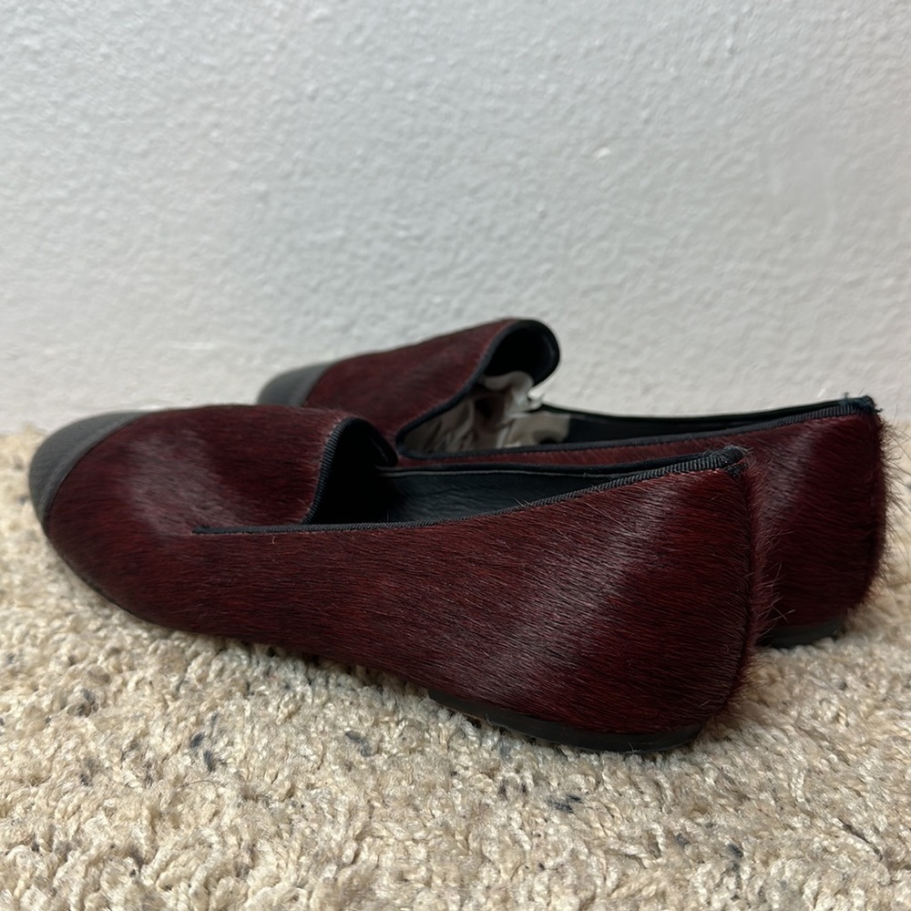 Mara & Mine Nolita leather slip on shoes oxblood red calf hair - Picture 6 of 10